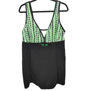 Inches Off Swimsuit Tankini Top 22W Black Green White